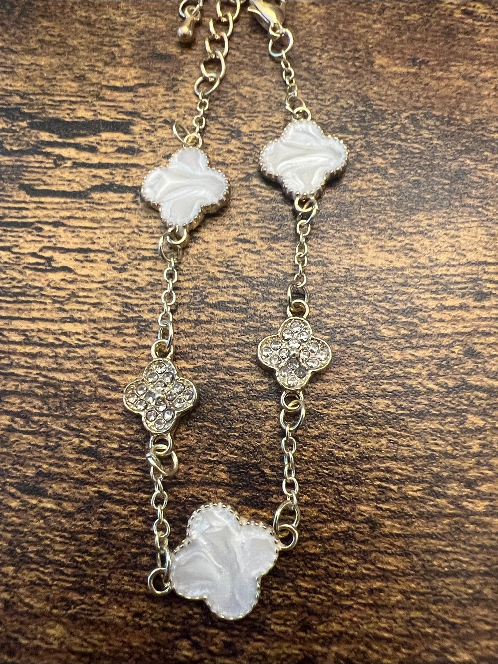 Gold-Tone White Clover Charm Bracelet - Picture 2 of 3
